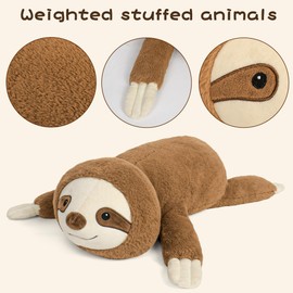 JellyMallow 24in 5lbs Sloth Weighted Stuffed Animals, Weighted Stuffed Animal Sloth Plush, Comfortable Companion Plushies Toy Gifts for Adults & Kids
