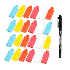 Cable Cord Labels, 5 Colors, 24 Pcs Bundle, Organize, Multi-color Handwriting Cable Tags, Cable Velcro Wires, Wire Identification, Waterproof, Handwritable, Includes 1 Pen