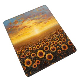 SSIMOO Sunflower Field Sunset Sea of Flowers Desk Computer Pad-Gaming Computer Mat for Office and Home Use-Cute Computer Pad, Black