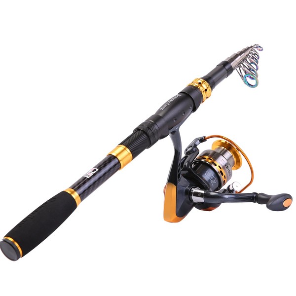Sougayilang Portable Telescopic Fishing Rod and Reels for Freshwater and Saltwater Fishing Ideal for Travel, Only Fishing Rod and Reel, 1.8M/5.91Ft