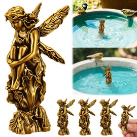Otoolling 4 Pcs Mini Angel Shape Copper Bath Disk Ornaments Copper Bird Bath Purification Disks Birdbath Cleaner Single 0. 6 oz Weight Universal Fit for Outdoor Birdbaths, Bowl
