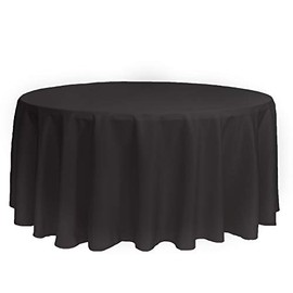 YOUR CHAIR COVERS - 132 Inch Round Premium Polyester Tablecloth - Black, Linen Table Cloth for Standard Round Tables