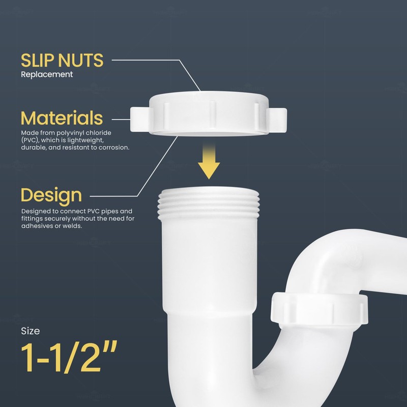 Highcraft Q22612 Slip Nut for Tubular Drain 1-1/2'' Inch White