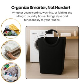 2pcs Laundry Basket with Water Repellent Liner, 100L Capacity, Black and White 2pcs