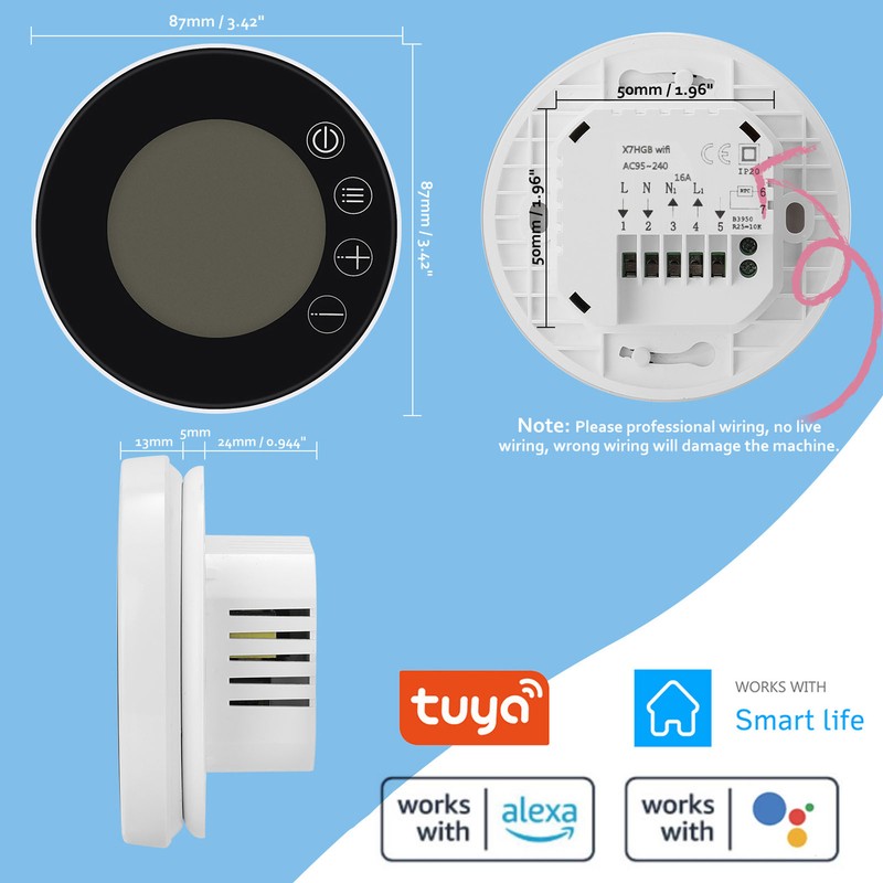 Tuya WiFi LCD Display Intelligent Thermostat Programmable Temperature Controller APP