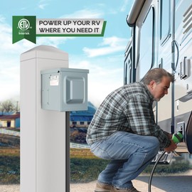 RVGUARD 30 Amp 125 Volt RV/EV Power Outlet Box, Enclosed Lockable Weatherproof Outdoor Electrical NEMA TT-30R Receptacle Panel, ETL Listed