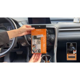 XUKEY Beige Leather DIY Car Steering Wheel Cover Breathable Non-slip w/ Needle Thread