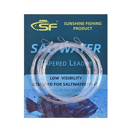 SF 10FT 25lb Pre-Tied Loop Saltwater Tapered Leader Fly Fishing Low Visibility High Strength Clear Nylon for Saltwater Bonefish Permit