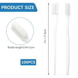 KoMvzyl 100 pcs Bulk Toothbrushes Individually Wrapped, White Manual Disposable Travel Toothbrush for Adult, Soft Bristles for Homeless,Travel, Hotels