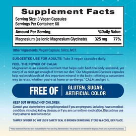 CALM Capsules – Magnesium Glycinate Supplement – Helps Manage Occasional Stress & Supports a Balanced Mood – 300mg – 180 Vegetarian Capsules