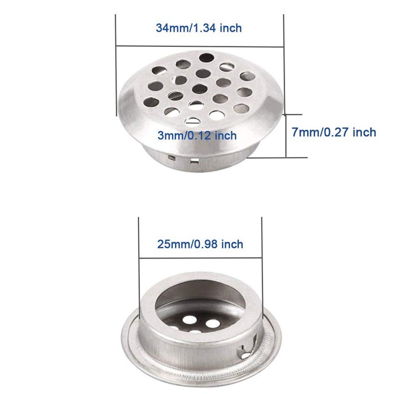 50Pcs Air Vents 25mm Circular Soffit Vent Stainless Steel Round