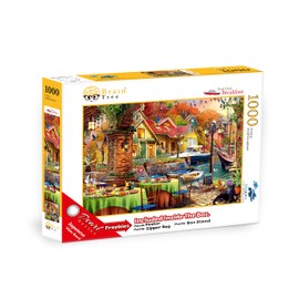 Brain Tree - Boat Club Breakfast 1000 Piece Puzzle for Adults - Unique Puzzles for Adults 1000 Pieces and up with Droplet Technology for Anti Glare & Soft Touch - 27.5”Lx19.5”W