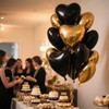 VGRDTW Heart Balloons, 12Pcs Black & Gold Heart Shaped Foil