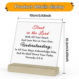 Christian Inspirational Gifts for Women Clear Desk Decorative Sign Bible Verse Gifts Religious Gifts for Coworker Baptism Gift Acrylic Plaque with Wooden Stand Scripture Gifts for Friends