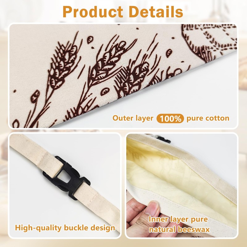 Beeswax Bread Bags for Homemade Bread, 2-Pack Reusable Sourdough Bread