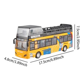 F Fityle Double Decker Bus Toy Pull Back Collectibles Model Car Doors Open Vehicle Toy City Bus for Boys Girls Children Kids, Yellow
