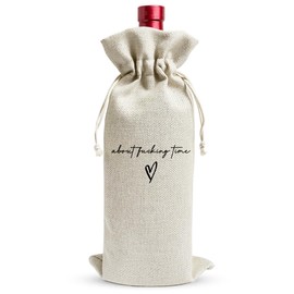 LONLONBANG About F*cking Time Funny Wine Bags Humor Wedding Gifts from Bride & Groom Engagement Wine Bag Will You Marry Us Proposal Gifts for Wedding Guests Marrrige Party Decorations YT0105