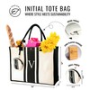 Leafico Initial Canvas Tote Bag – Embroidered Letter Bag, Cotton