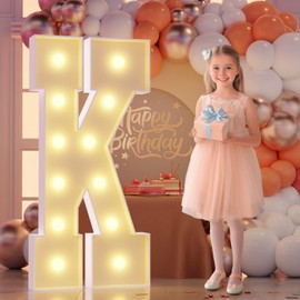 Marquee Light Up Letters Large: 4FT Sign K for Party Decoration Big Stand-up Letter Alphabet for Birthday Marry Me Proposal Bachelor Wedding Engagement Baby Shower Anniversary Graduation Decor