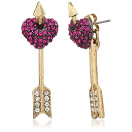 Betsey Johnson "Hearts and Arrows" Pave Heart Earrings Jacket