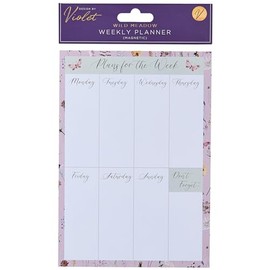 Design By Violet Wild Meadow Weekly Planner List Organiser Notepad 52 Pages Magnet Backed Contemporary Design Gift Present 21cm x 15cm