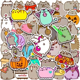 MUSHI 100 Stickers de GATOS kawaii paquete con stickers de gatitos de Vinilo pegatinas para niñas y niños Stickers para termos, laptops, Celulares,Patinetas (Gatos Kawaii, Paquete con 100)