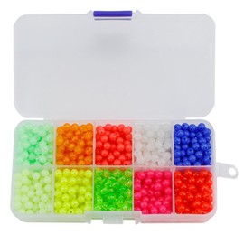 Sea Fishing, 1000 Pieces Fishing Beads with Box, Floating Beads Assortment, Plastic Luminous Luminous Fishing Beads, Floating Bobber Bulk Beads, Sea Fishing Bait Floating Beads (A)