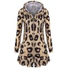Miusey Leopard Sweatshirt, Misses Unique Long Hoodies with Double Pockets