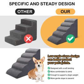 CiWiVOKi Dog Stairs for Bed, 5 Tier Dog Steps for Couch and High Bed, Non-Slip Pet Stairs, 24" High Sofa Foam Dog Stairs - Best for Small Pets, Older Dogs, Cats with Joint Pain