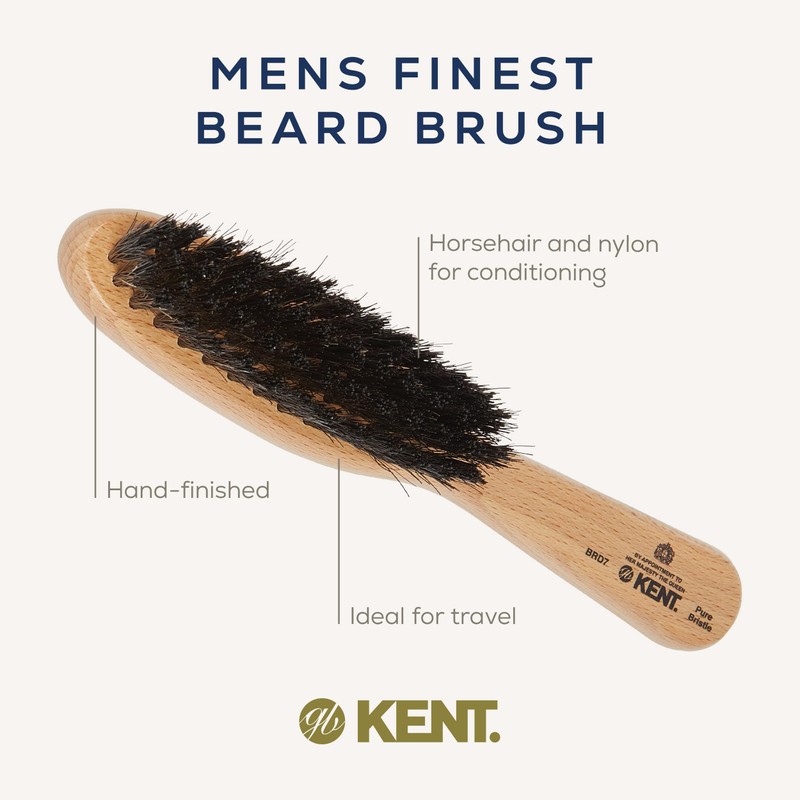 Kent Brushes Mens Finest Beard Brush - Ideal for Conditioning
