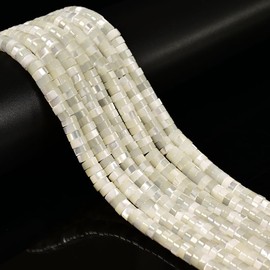 162 Pcs 2x4mm Iridescent White Mother of Pearl MOP Drilled Shell Bead Heishi Disc Beads for Bracelets Jewelry Making Crafting