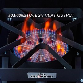 COOKAMP Stainless Steel Burner Propane Stove, 200,000BTU High Pressure Outdoor Propane Burner Cooker, 15.5"Heavy Duty Gas Burners for Outdoor Cooking For Turkey Fry, Seafood Boil, Homebrewing （SS1250）