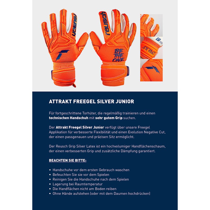 Reusch Unisex Unisex Goalkeeper Gloves Attrakt Freegel Silver Junior Shocking