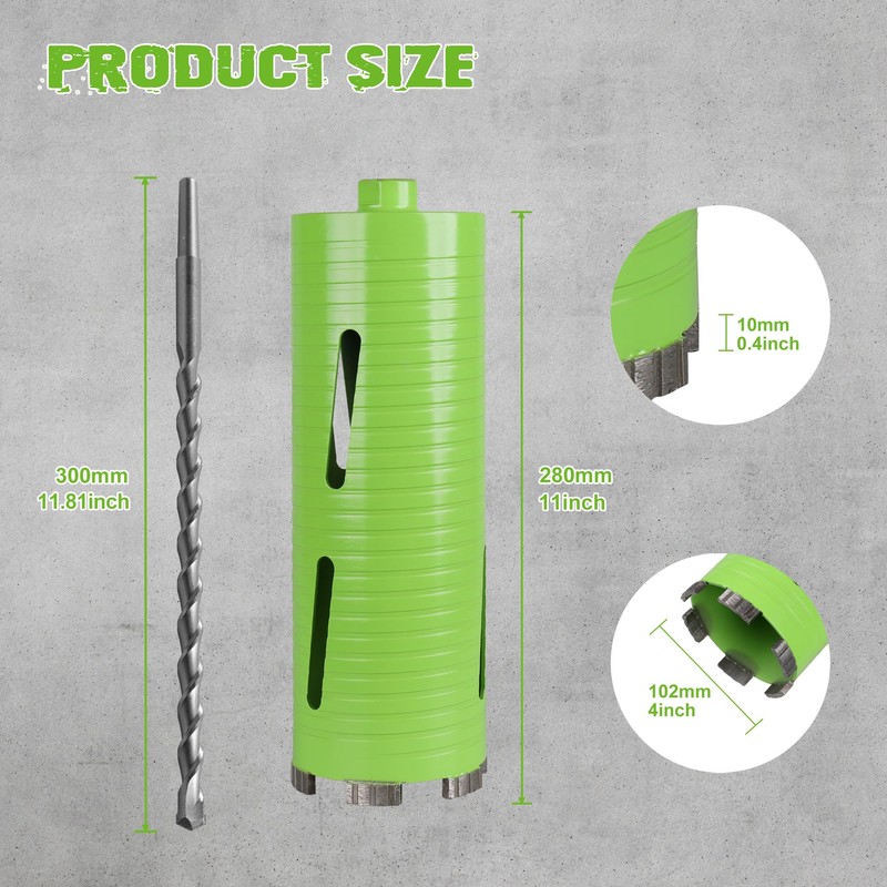 BETTERI 4 Inch Dry Core Drill Bit with Adapters (SDS