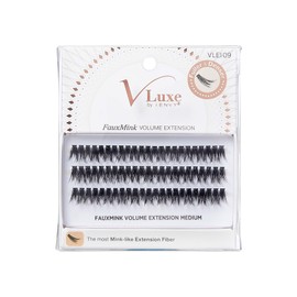 V Luxe by I-ENVY Faux Mink Volume Extension Cluster Lash MEDIUM, Mink-like Extension Fiber, Seamless DIY Application