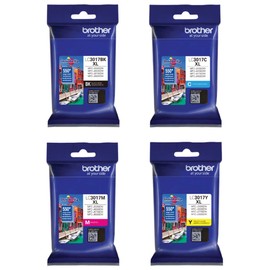 Genuine Brother LC3017 (LC-3017) (BK/C/M/Y) High Yield Color Ink 4-Pack (Includes 1 Each LC3017BK, LC3017C, LC3017M, LC3017Y)