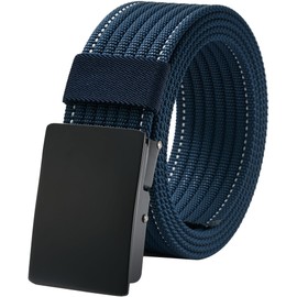Mens Work Belts, Army Belt with Metal Buckle for Outdoor Sport Golf Hiking Skiing, Adjustable Field Belt for Pants Size Below 46inches [53" Long 1.5" Wide](Navy Blue)