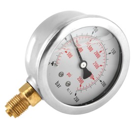 Hydraulic Pressure Gauge, 0-250Bar 0-3750PSI G1/4 63mm Pressure Gauge with Dual Scale for Water, Oil and Fuel