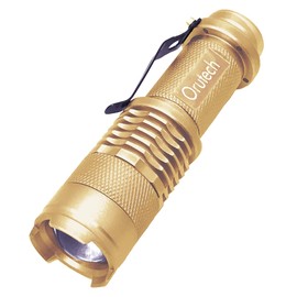 Orutech ca100100a37n0 Ultra Compact LED Handy Light, Mini Flashlight for Easy Carry, Ultra Bright CREE Chip, Waterproof, Zoom Focus Function, Set of 3, Gold