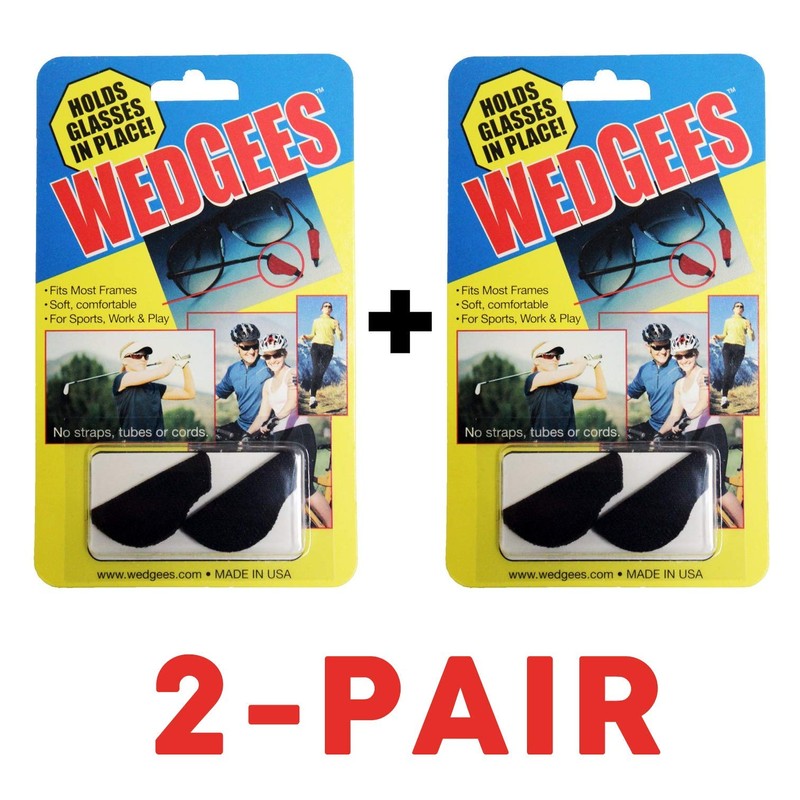Wedgees 2-Pair Eyeglass Retainers and Eyewear Holders (Black Sport)