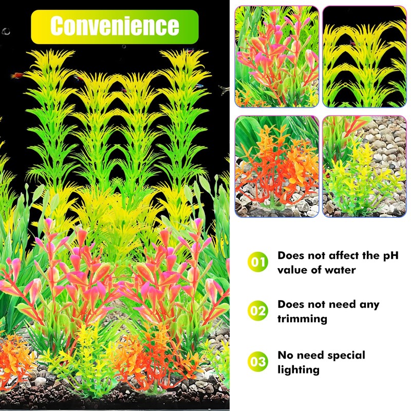 AQUANEAT Artificial Fish Tank Plants, Aquarium Decorations, Yellow Plastic Accessories,