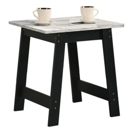 Lilola Home Kenzo Black Wood End Table with Faux Marble Top Finish