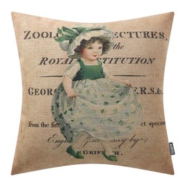 TRENDIN Farmhouse St Patrick Pillow Cover 18x18 inch Throw Pillow Cover for Saint Patrick Decoration Cotton Linen PL413TR