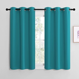 NICETOWN NICETOWN Room Darkening Curtains 50 inch Length 2 Panels, Thermal Insulated Grommet Blackout Curtains for Modern Casual Elegant Bedroom Kids Room Theme Decoration (Peacock Teal, 2 Pieces, W42)