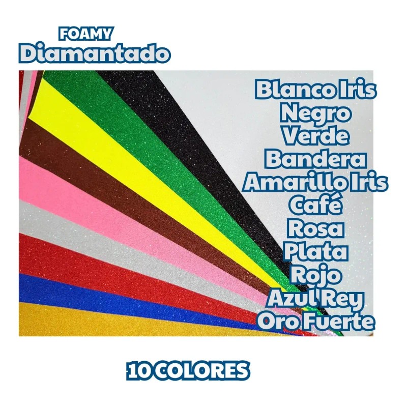 Foamy Diamantado Pliego 56x43 Premium 10 Piezas Foamy Pliego
