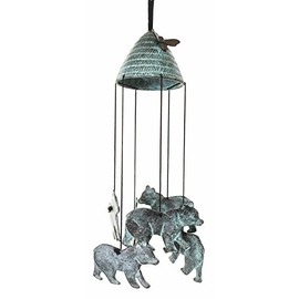Rocky Mountain Bear and Bee Hive Abstract Art Brass Resonant Wind Chime Patio Garden Decor Great Gift for Bear Lovers Housewarming Present