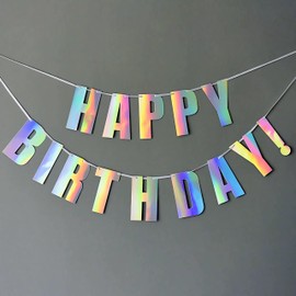 Happy Birthday Garland Iridescent GREATRIL Birthday Garlands Banner Lettering Decoration for Birthday Children Party Decoration