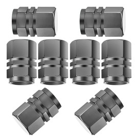 AIEX 8 Packs Aluminum Tire Valve Stem Caps with Gasket Universal Hexagon Valve Covers Replacement for Cars, SUV, Bike, Bicycle, Motorcycles,Airproff, SealScrew-On, Easy-Grip(Silver)
