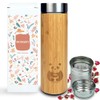 Mosajoy Tea Bottle Bamboo Tumbler with Infuser BPA Free Double