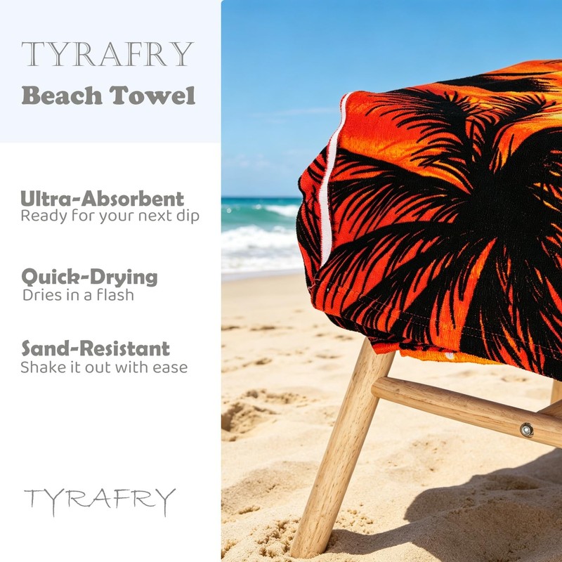 Tyrafry Microfiber Sand Free Beach Towel Soft & Absorbent, Fast